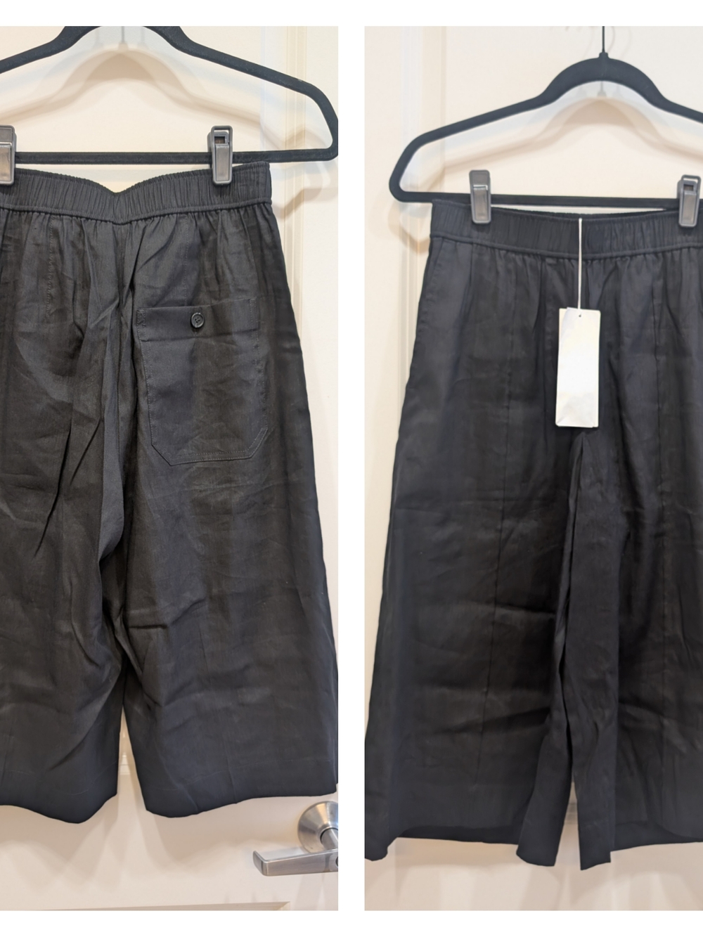 Arket Black Wide-Leg Flat-Front Cropped Pants